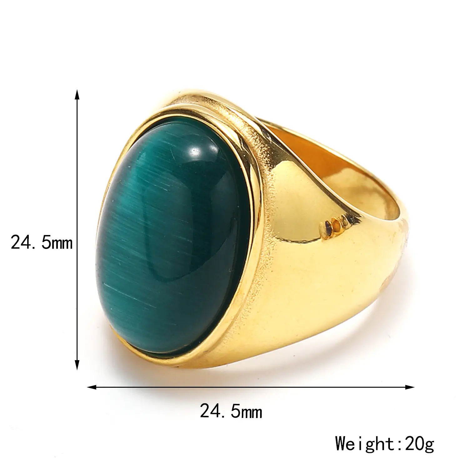 Men's Oval Marble Titanium Steel Ring Silver White - Image 17