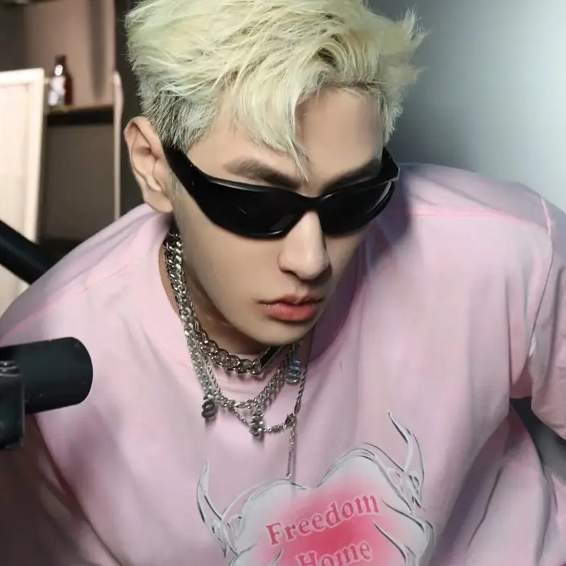 Millennium Future Cyberpunk Sunglasses Hot Girl Pink Freedom Theme - Image 12