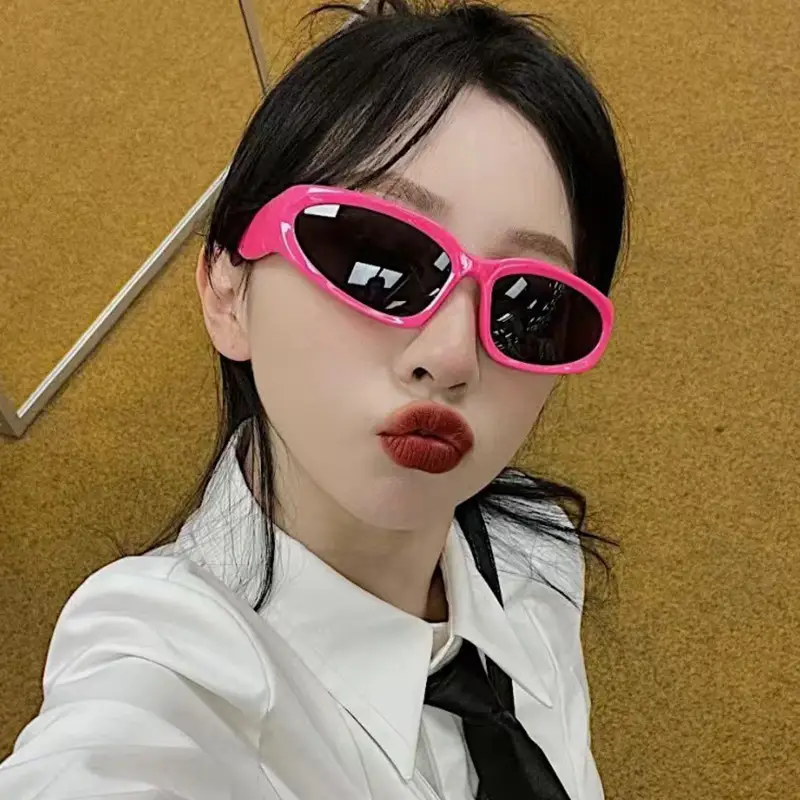 Millennium Future Cyberpunk Sunglasses Hot Girl Pink Freedom Theme - Image 13