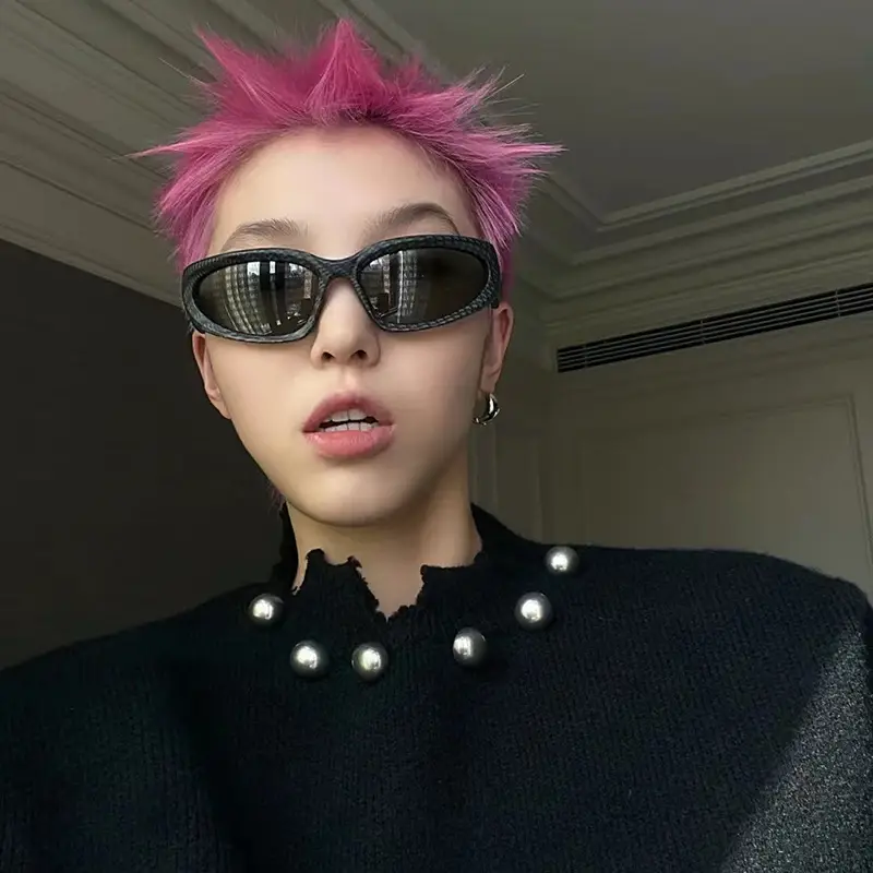 Millennium Future Cyberpunk Sunglasses Hot Girl Pink Freedom Theme - Image 14