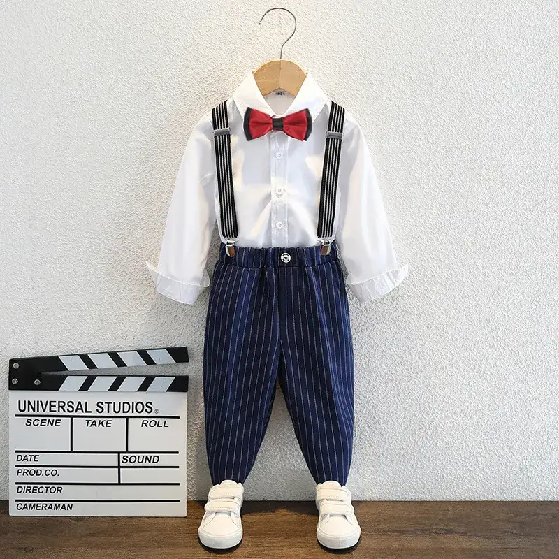 Boys Blue Piped Vest Suit with Bow Tie Summer Wear - Image 9