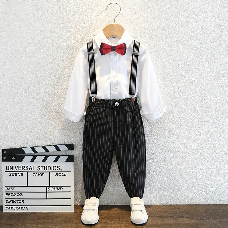 Boys Blue Piped Vest Suit with Bow Tie Summer Wear - Image 4