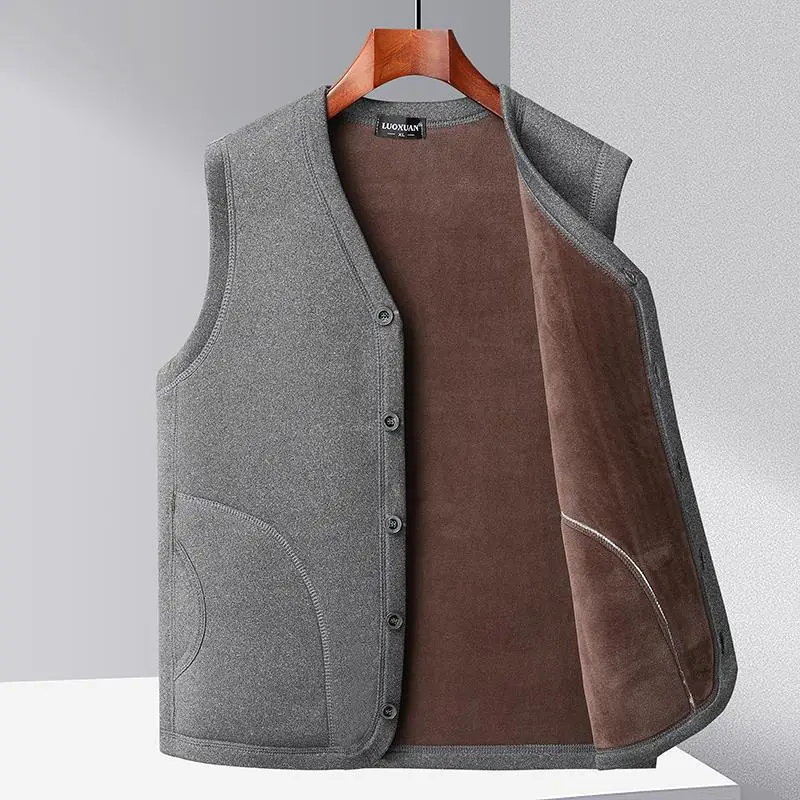 Grey Fleece Vest for Men Winter Coat Medium to Large - Image 5