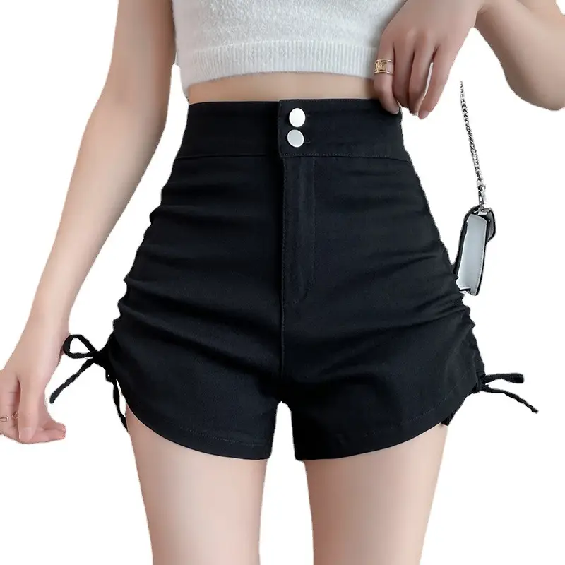 Black High-Waist Drawstring Shorts for Women - Image 5