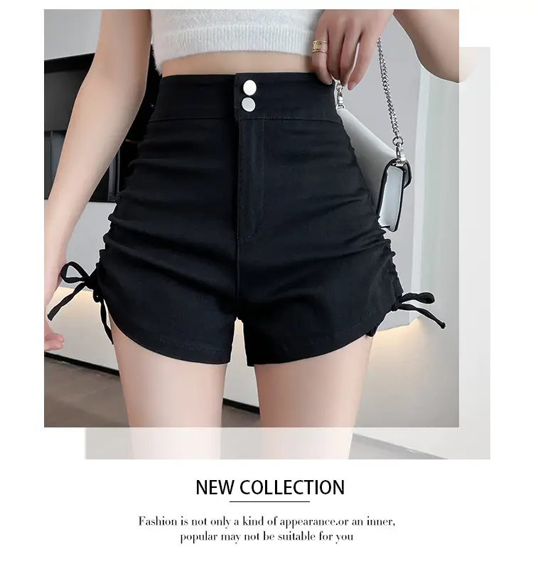 Black High-Waist Drawstring Shorts for Women — feature 18