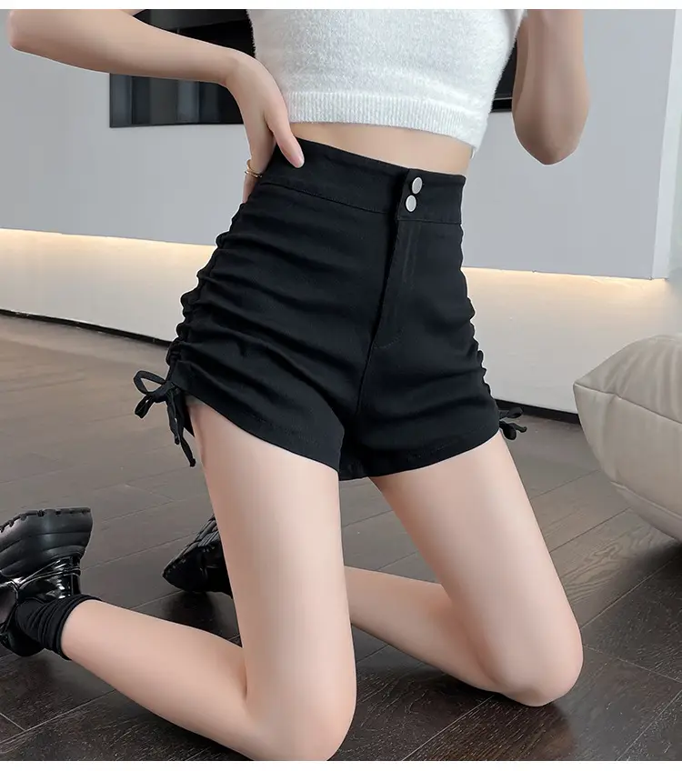 Black High-Waist Drawstring Shorts for Women — feature 22