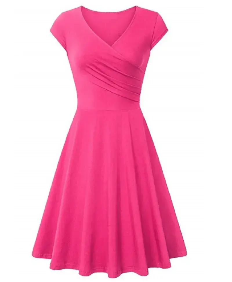 Blue V-Neck Flared Dress for Women - Image 15