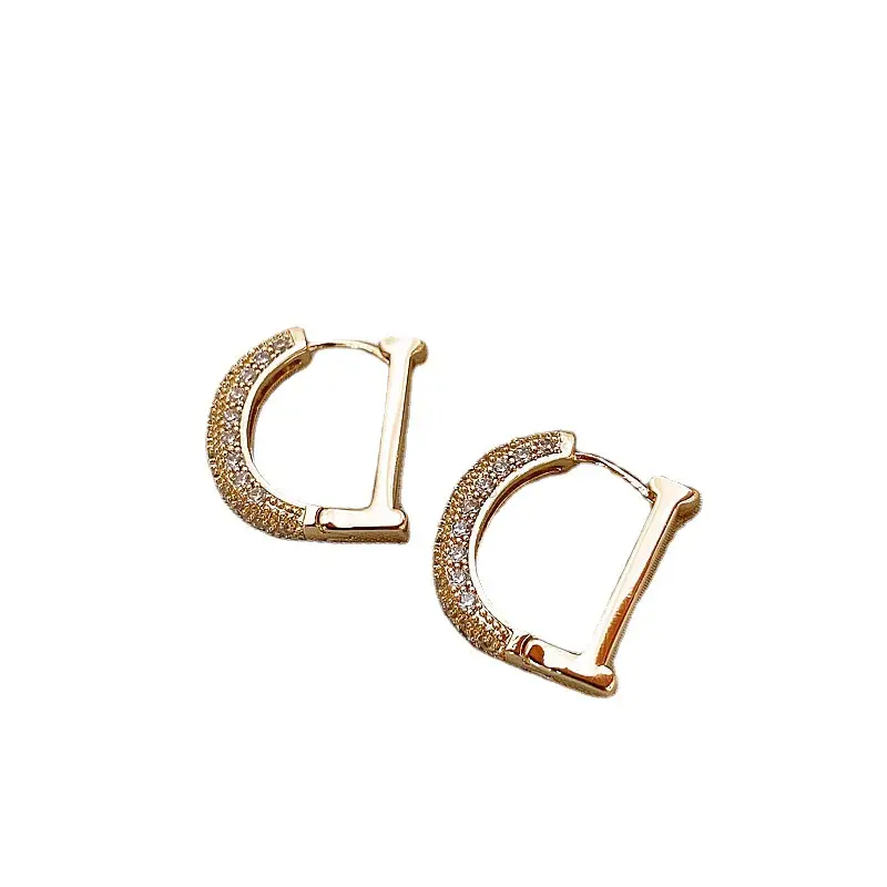 Small Letter D Full Diamond Zircon Ear Buckle Earrings - Image 6