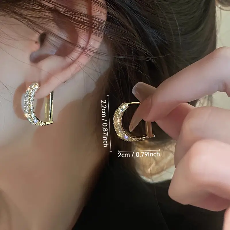 Small Letter D Full Diamond Zircon Ear Buckle Earrings — feature 1