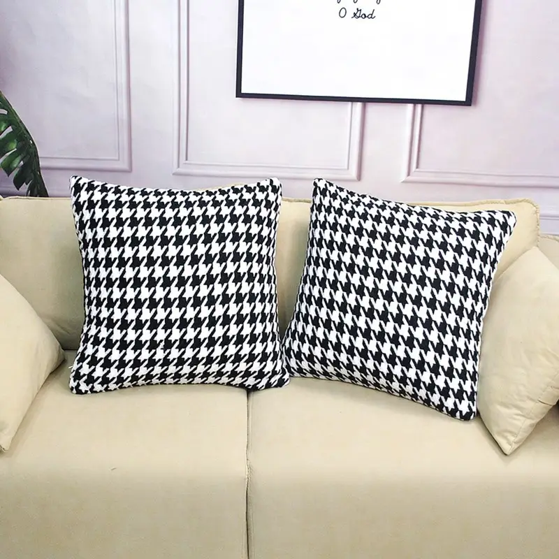 Modern Houndstooth Living Room Sofa Pillow Case - Image 2