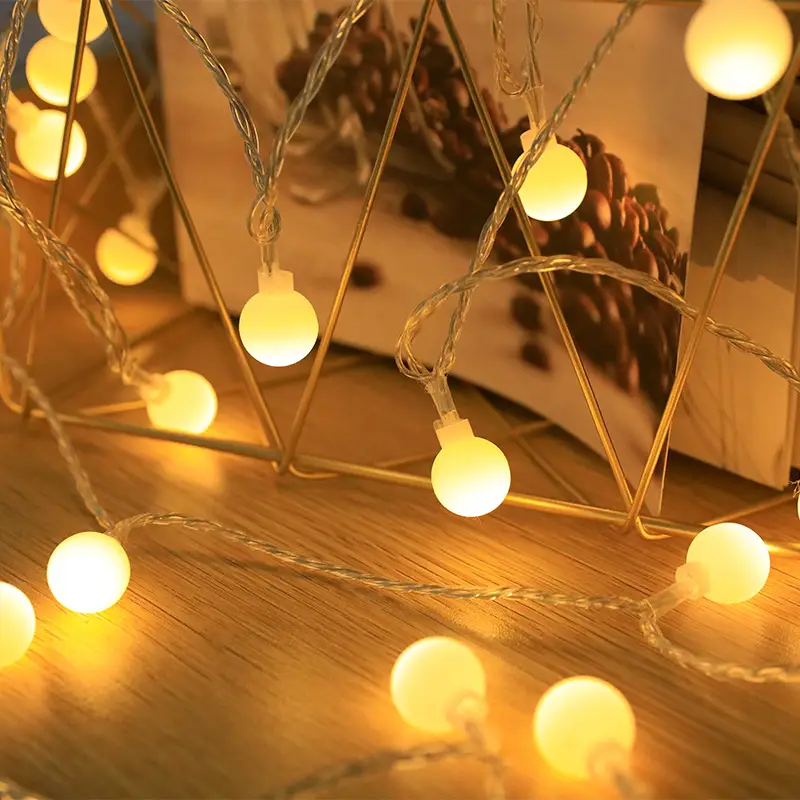 White Frosted Ball Lamp String Outdoor Camping Wedding Decor
