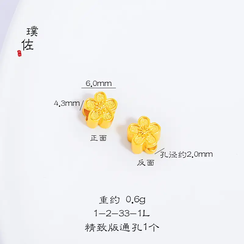 Antique Gold Peach Blossom Earrings with Pearl Beads - Image 7