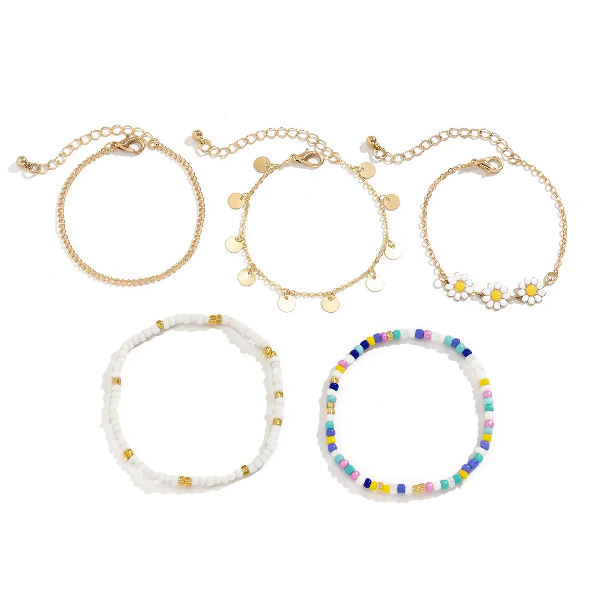 Colorful Pearl & Daisy Bracelets for Women