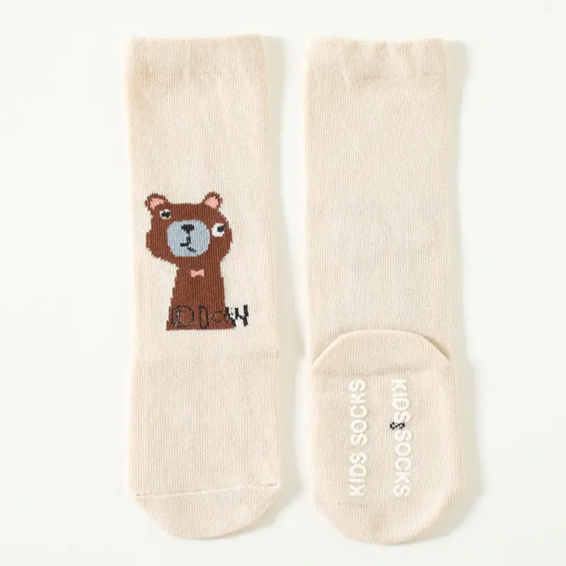 New Kids Cartoon Polar Bear Mid-Calf Socks Light Blue Cotton