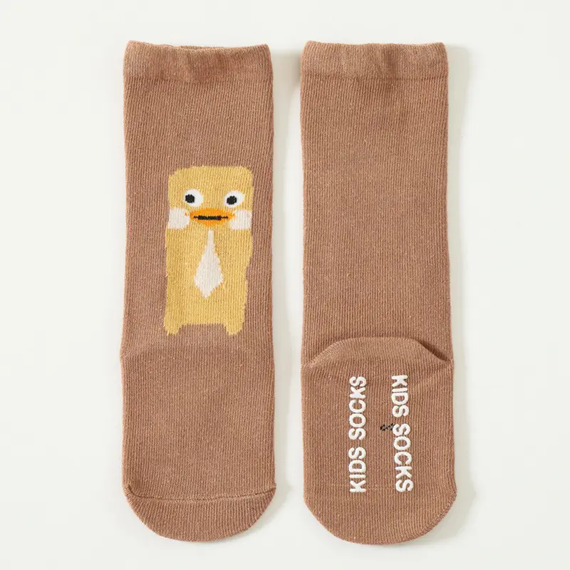 New Kids Cartoon Polar Bear Mid-Calf Socks Light Blue Cotton