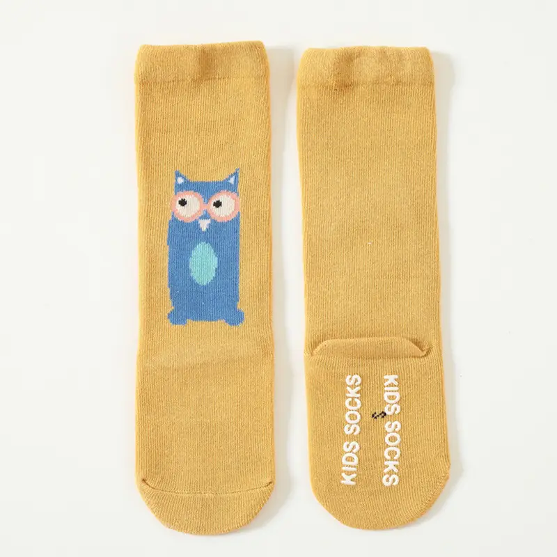 New Kids Cartoon Polar Bear Mid-Calf Socks Light Blue Cotton
