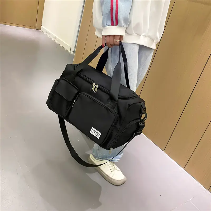 Black One-Shoulder Crossbody Fitness Bag for Women - Image 13