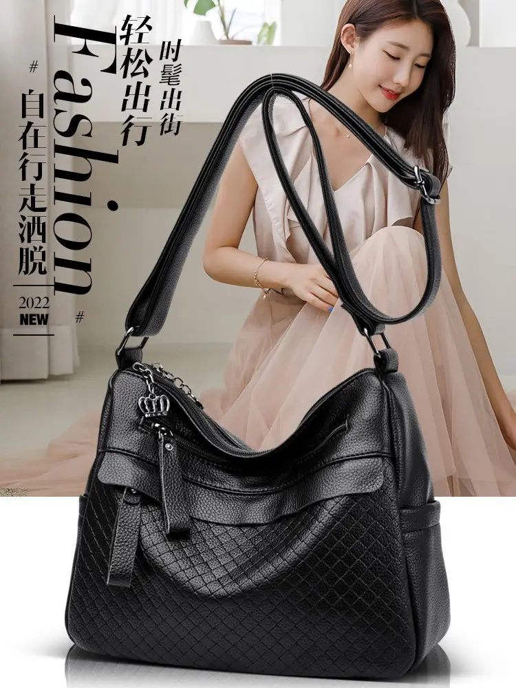 2025 Women's Black Leather Shoulder Crossbody Bag - Image 5