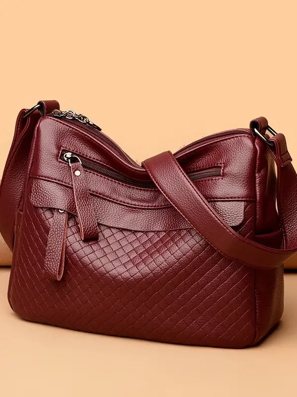 2025 Women's Black Leather Shoulder Crossbody Bag - Image 6