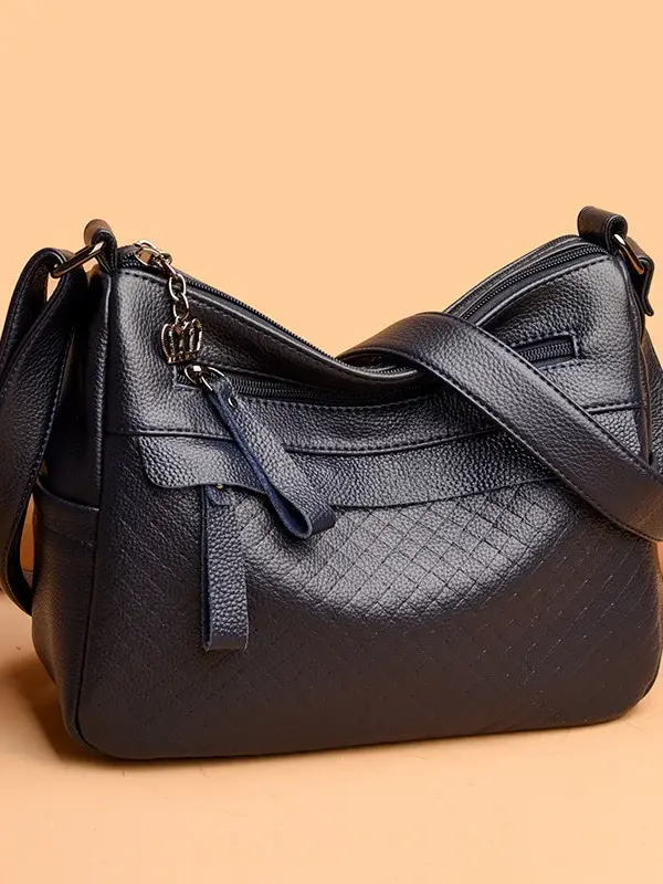 2025 Women's Black Leather Shoulder Crossbody Bag - Image 7