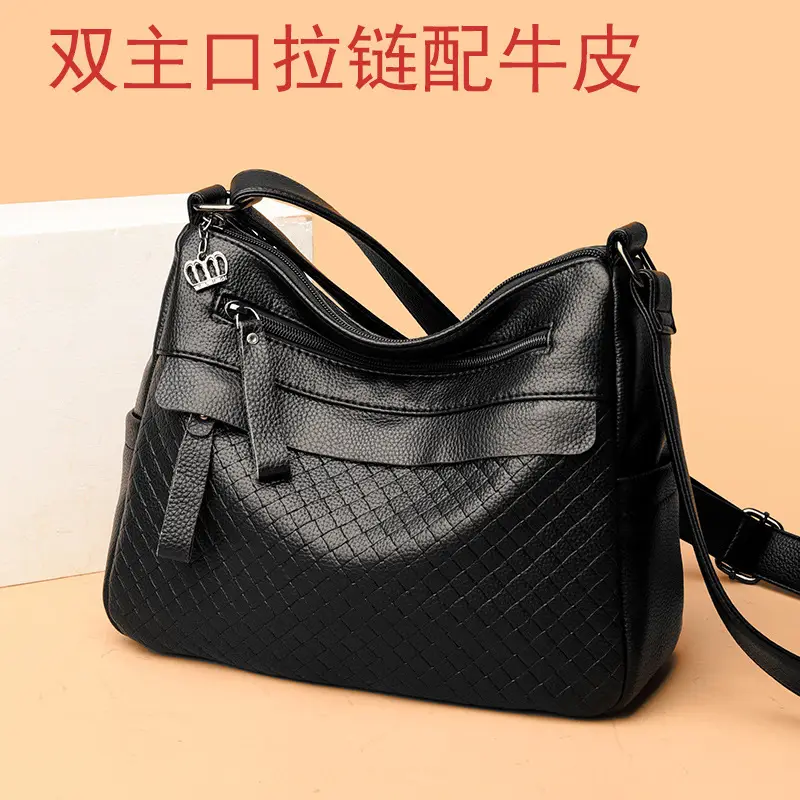 2025 Women's Black Leather Shoulder Crossbody Bag - Image 3