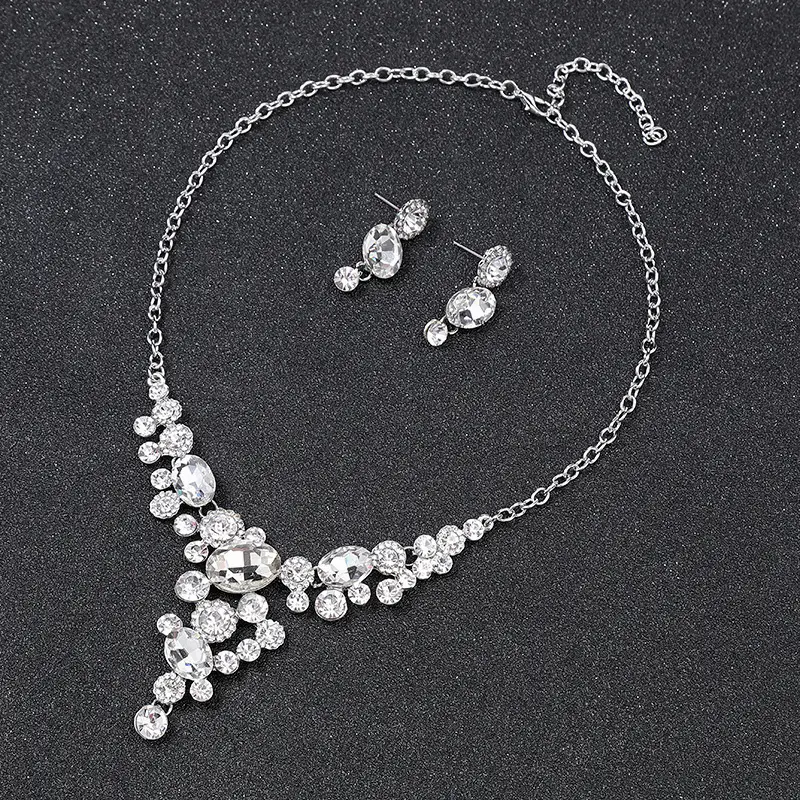 Crystal Necklace Set for Women Silver Light Luxury - Image 2