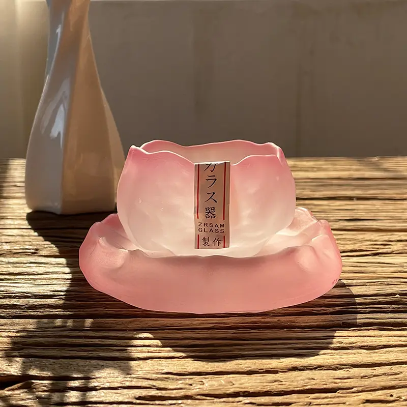 Pink Crystal Tea Cup Cover Bowl Set - Image 12