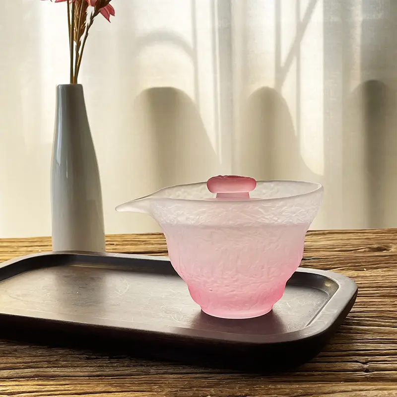 Pink Crystal Tea Cup Cover Bowl Set - Image 2