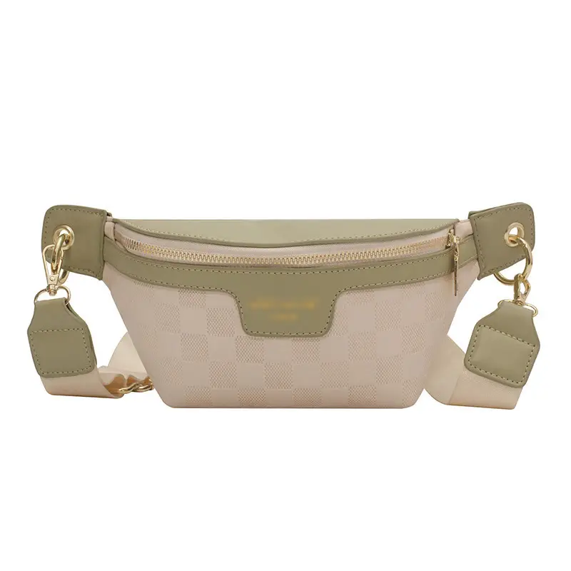 Women Quilted Zipper Crossbody Bag Beige Large Capacity - Image 7