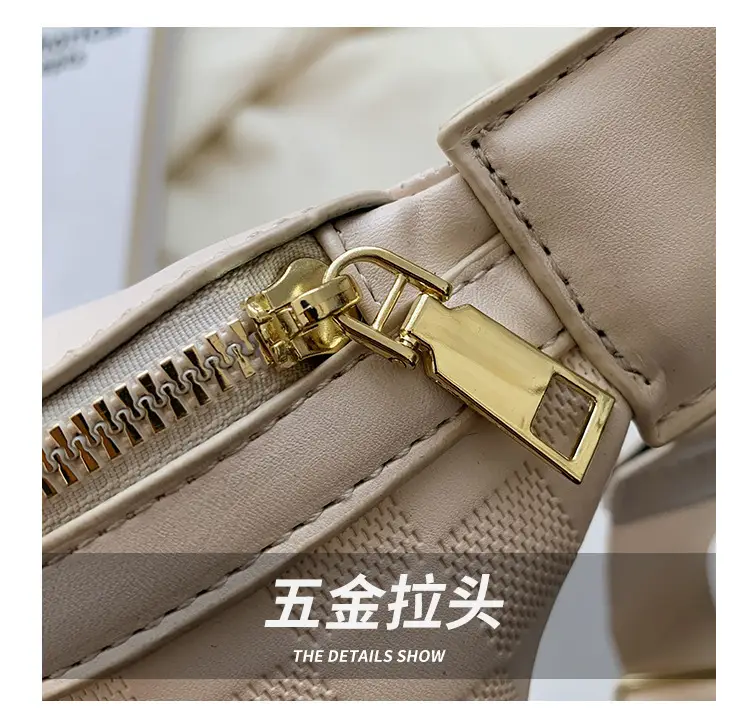 Women Quilted Zipper Crossbody Bag Beige Large Capacity — feature 12