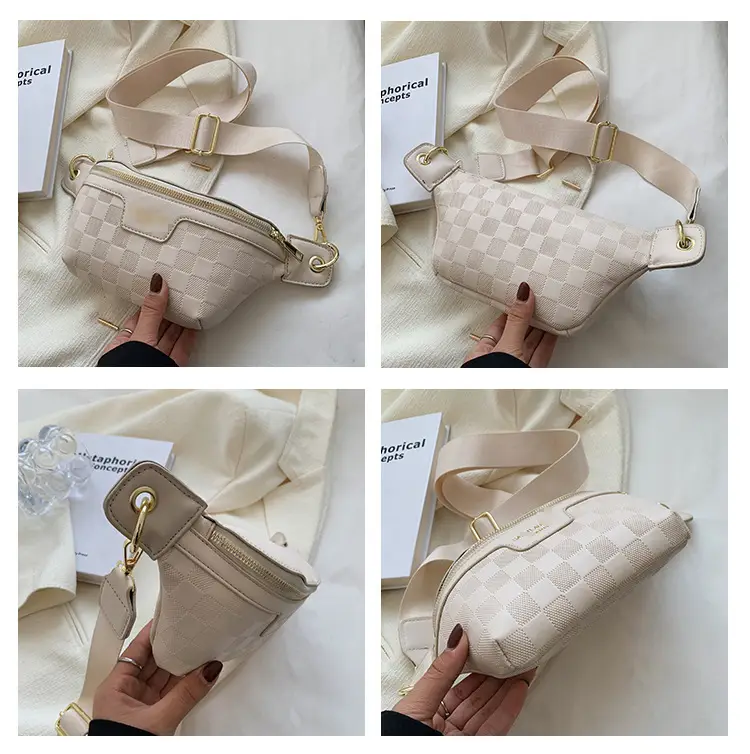 Women Quilted Zipper Crossbody Bag Beige Large Capacity — feature 16