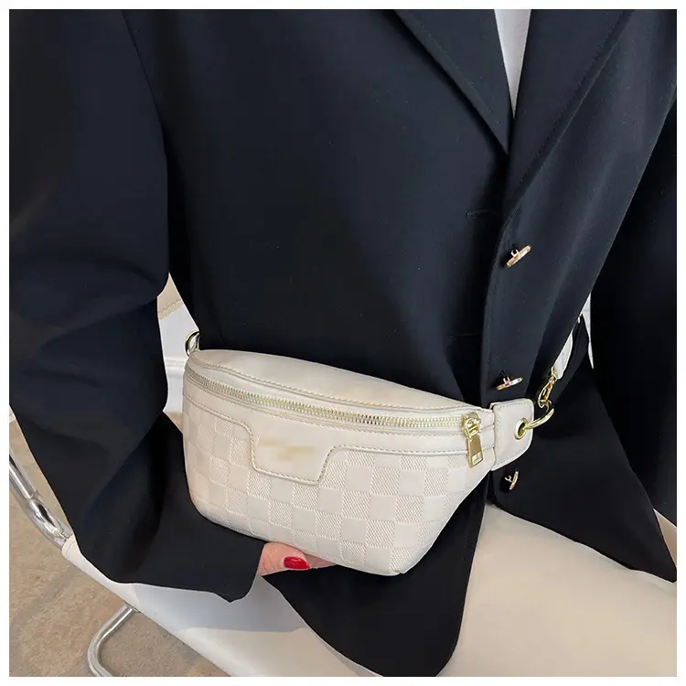 Women Quilted Zipper Crossbody Bag Beige Large Capacity — feature 19