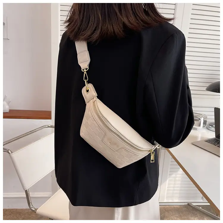 Women Quilted Zipper Crossbody Bag Beige Large Capacity — feature 20