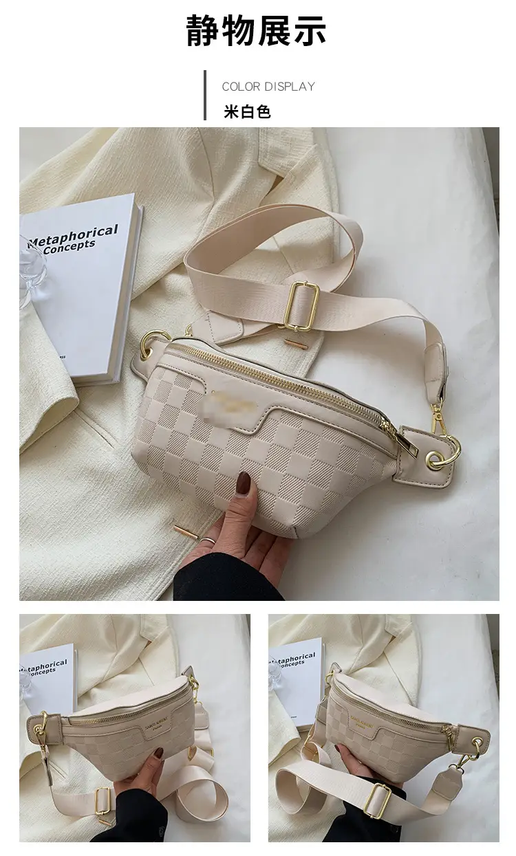 Women Quilted Zipper Crossbody Bag Beige Large Capacity — feature 23