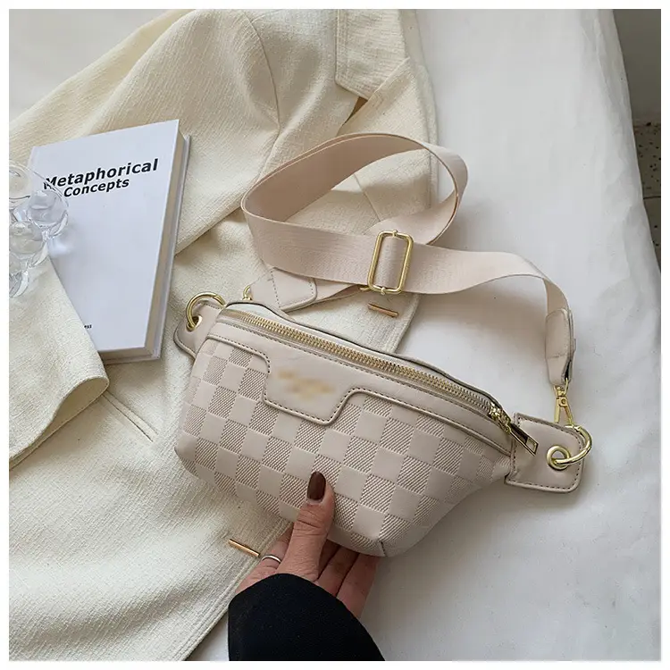 Women Quilted Zipper Crossbody Bag Beige Large Capacity — feature 26