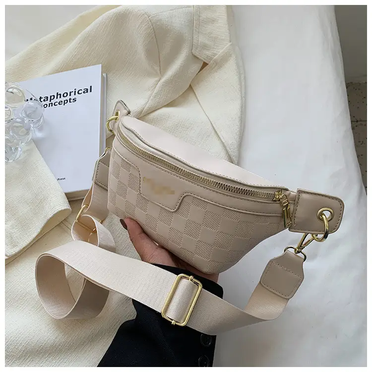 Women Quilted Zipper Crossbody Bag Beige Large Capacity — feature 27