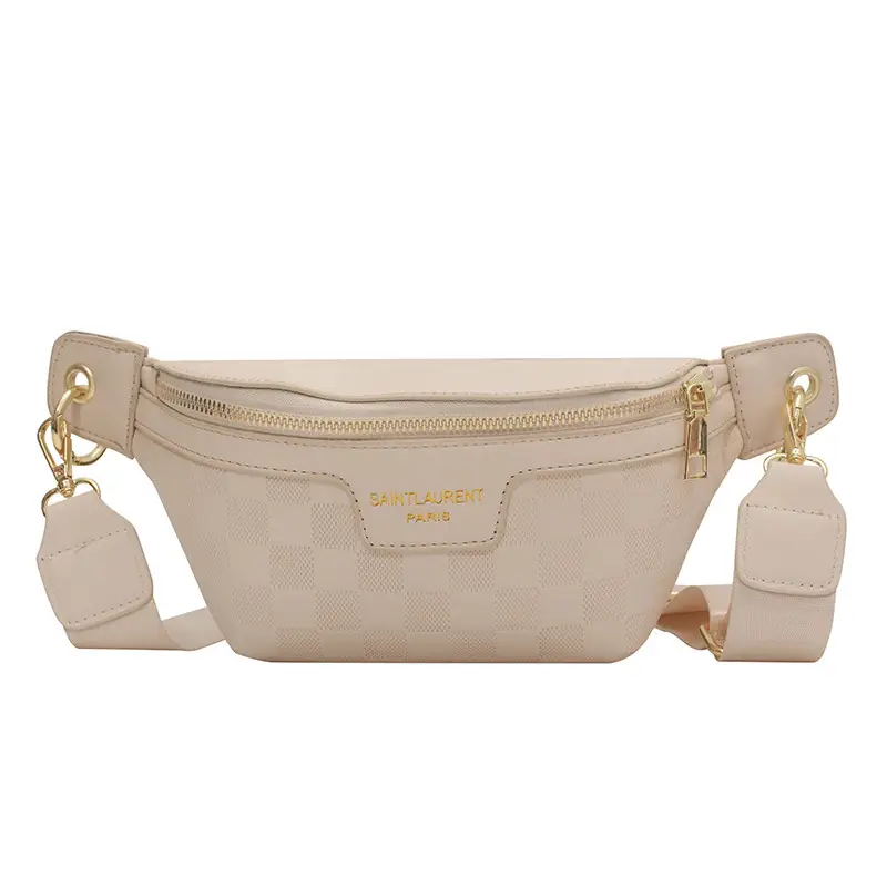 Women Quilted Zipper Crossbody Bag Beige Large Capacity — feature 3