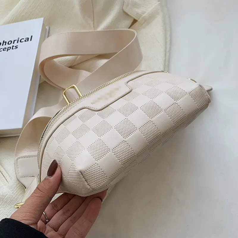 Women Quilted Zipper Crossbody Bag Beige Large Capacity — feature 33
