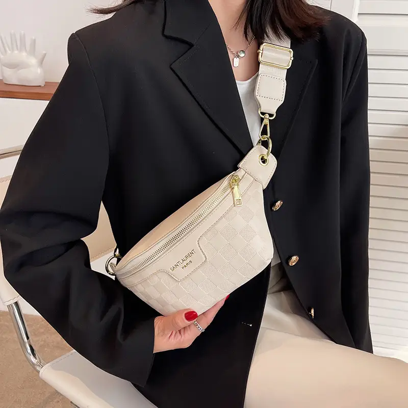 Women Quilted Zipper Crossbody Bag Beige Large Capacity — feature 35