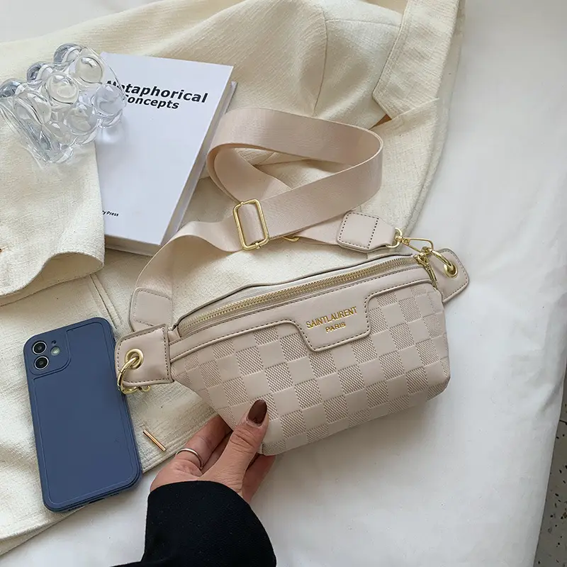 Women Quilted Zipper Crossbody Bag Beige Large Capacity — feature 41