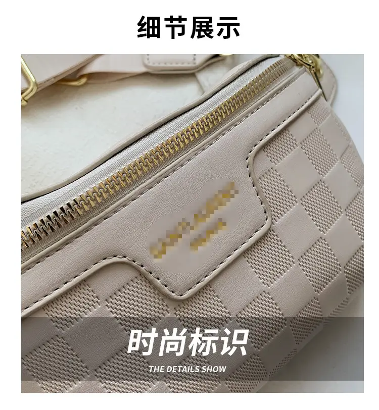 Women Quilted Zipper Crossbody Bag Beige Large Capacity — feature 8