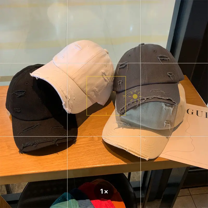 Distressed Baseball Cap Women Spring Summer Showface Small Cap