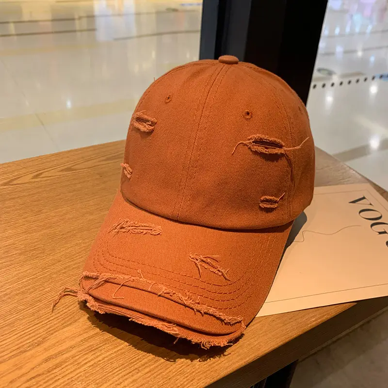Distressed Baseball Cap Women Spring Summer Showface Small Cap