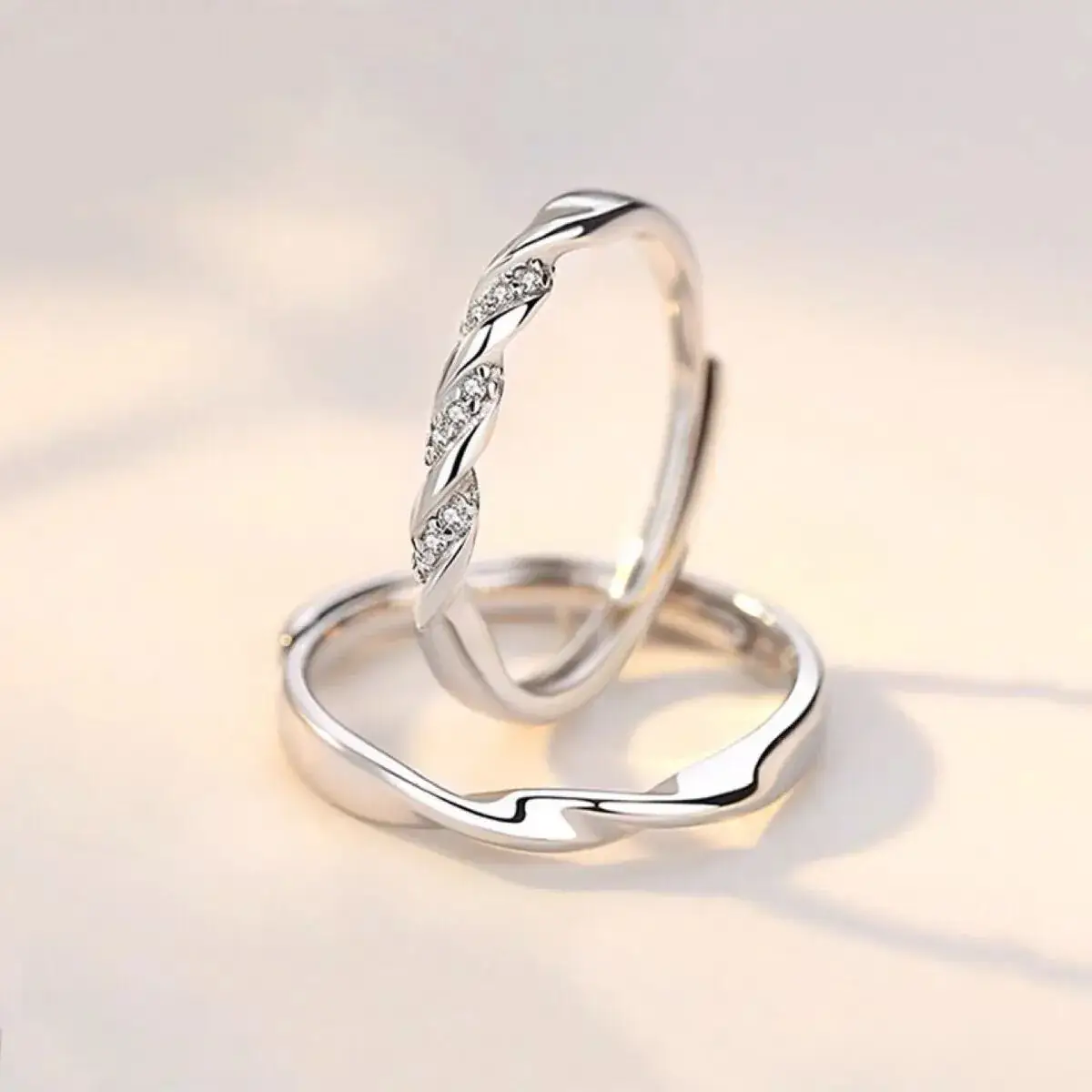 S925 Sterling Silver Möbius Couple Rings Set - Image 3