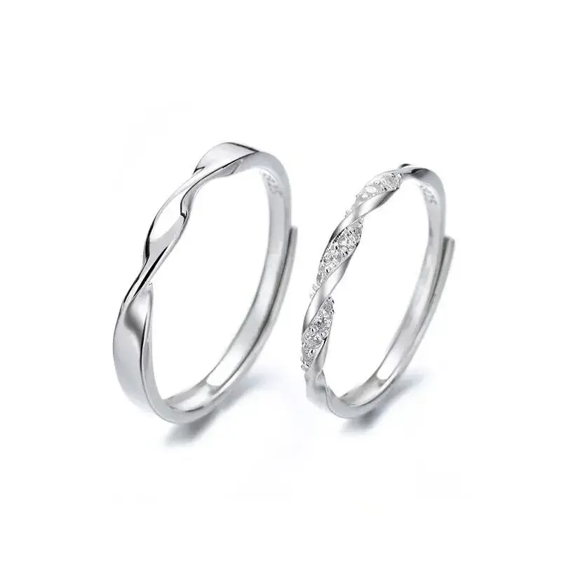 S925 Sterling Silver Möbius Couple Rings Set - Image 5
