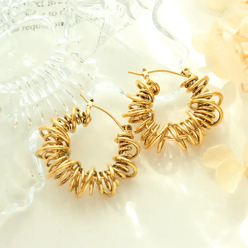 Copper Geometric U-Shaped Earrings for Women - Image 4