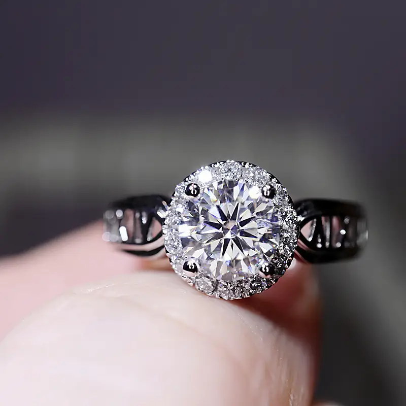 High Carbon Diamond Ring Women's Online Live Inlay - Image 3