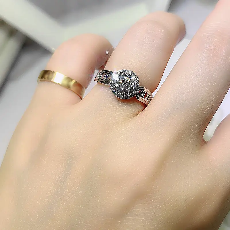 High Carbon Diamond Ring Women's Online Live Inlay - Image 4