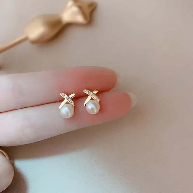 S925 Silver Pearl Cross Earrings for Women — feature 5