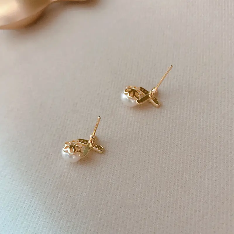 S925 Silver Pearl Cross Earrings for Women